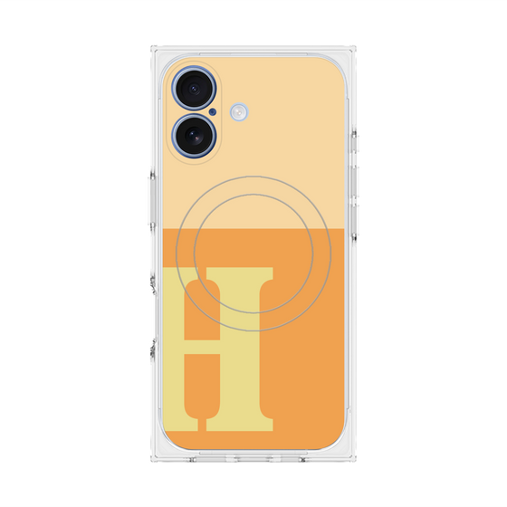 プレミアムスクエアケース with MagSafe［ オリジナル - initial two tone - H orange ］
