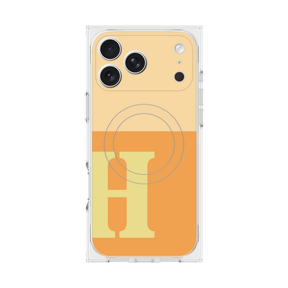 プレミアムスクエアケース with MagSafe［ オリジナル - initial two tone - H orange ］