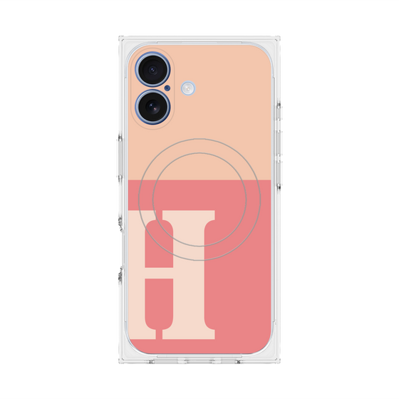 プレミアムスクエアケース with MagSafe［ オリジナル - initial two tone - H pink ］