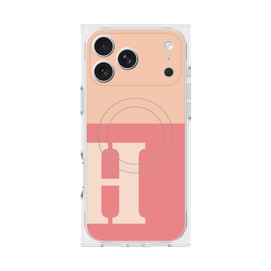 プレミアムスクエアケース with MagSafe［ オリジナル - initial two tone - H pink ］