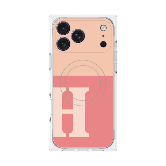 プレミアムスクエアケース with MagSafe［ オリジナル - initial two tone - H pink ］