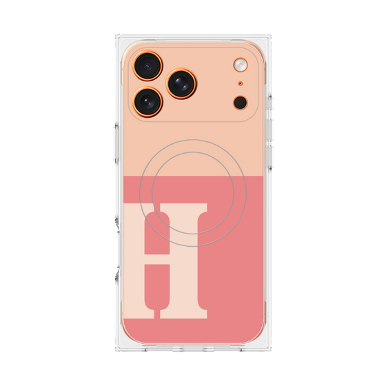 プレミアムスクエアケース with MagSafe［ オリジナル - initial two tone - H pink ］