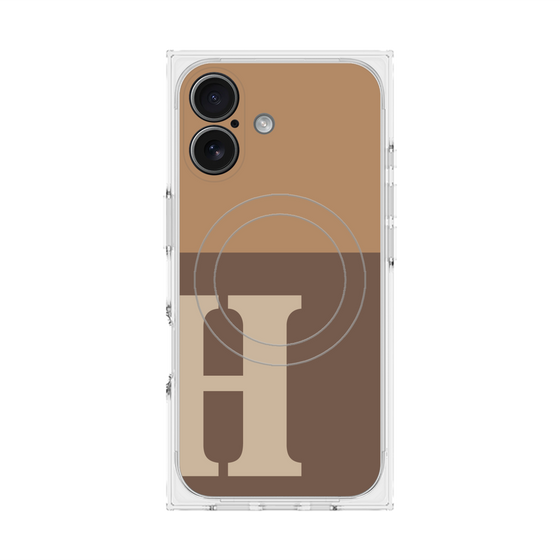 プレミアムスクエアケース with MagSafe［ オリジナル - initial two tone - H brown ］