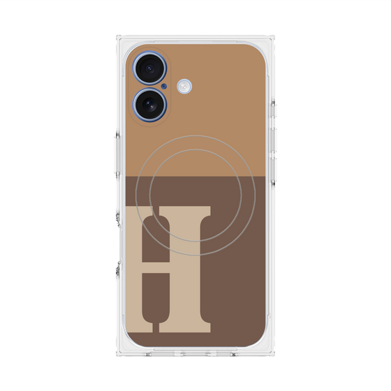 プレミアムスクエアケース with MagSafe［ オリジナル - initial two tone - H brown ］