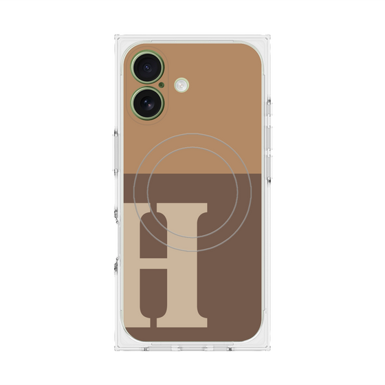 プレミアムスクエアケース with MagSafe［ オリジナル - initial two tone - H brown ］