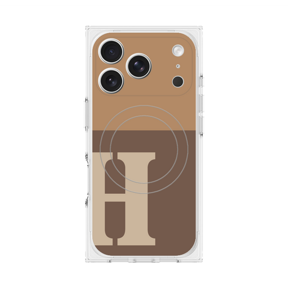 プレミアムスクエアケース with MagSafe［ オリジナル - initial two tone - H brown ］