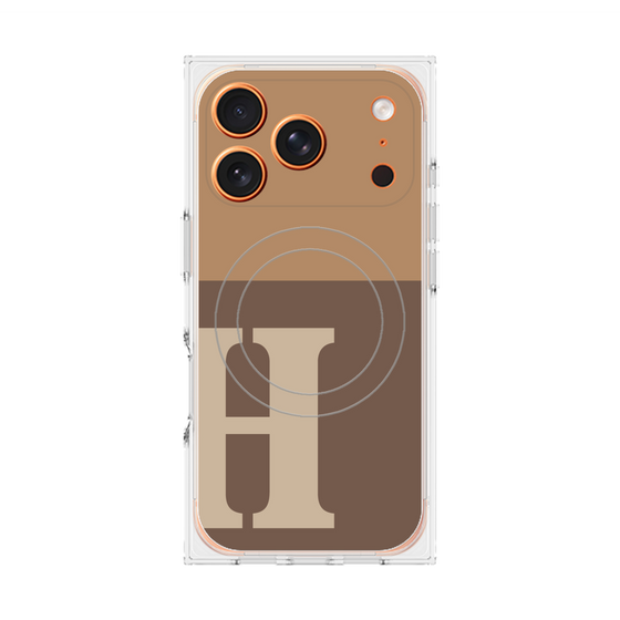 プレミアムスクエアケース with MagSafe［ オリジナル - initial two tone - H brown ］