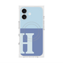 プレミアムスクエアケース with MagSafe［ オリジナル - initial two tone - H blue ］