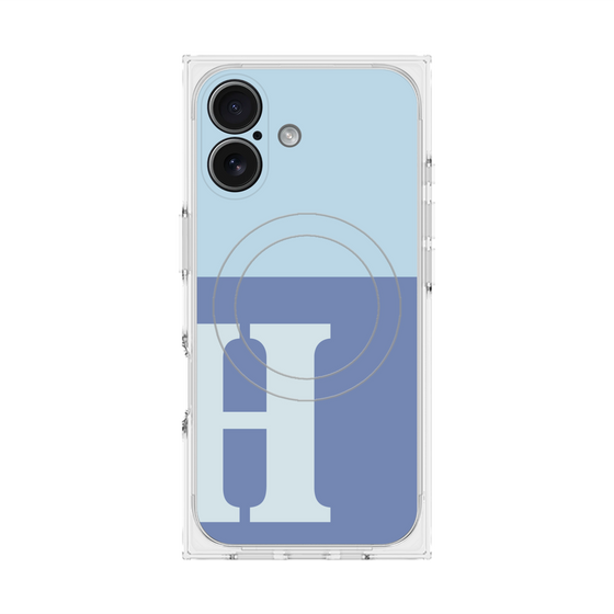 プレミアムスクエアケース with MagSafe［ オリジナル - initial two tone - H blue ］