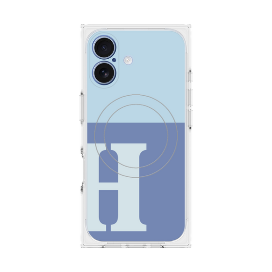 プレミアムスクエアケース with MagSafe［ オリジナル - initial two tone - H blue ］