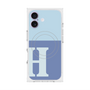 プレミアムスクエアケース with MagSafe［ オリジナル - initial two tone - H blue ］