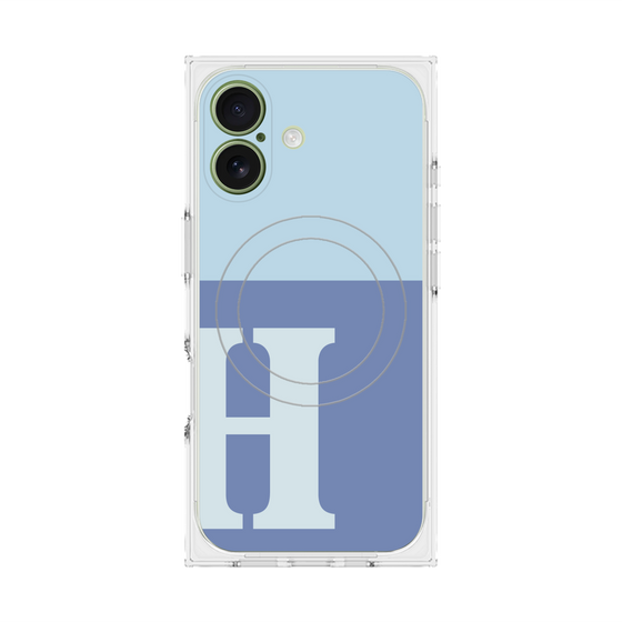 プレミアムスクエアケース with MagSafe［ オリジナル - initial two tone - H blue ］