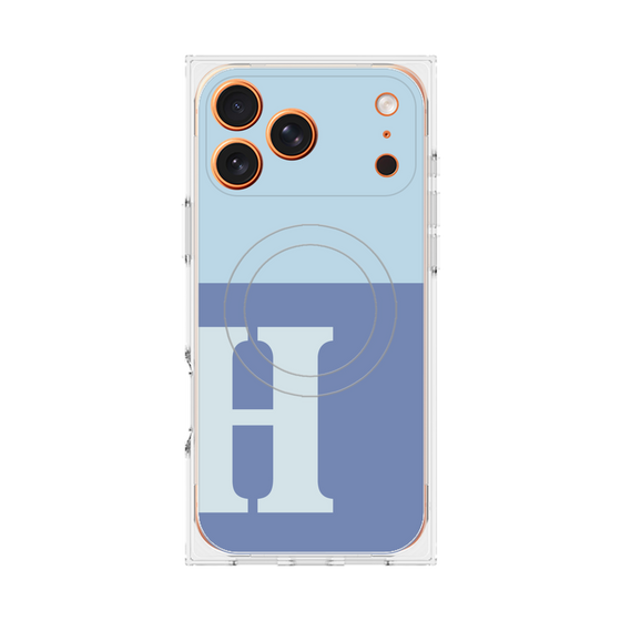 プレミアムスクエアケース with MagSafe［ オリジナル - initial two tone - H blue ］