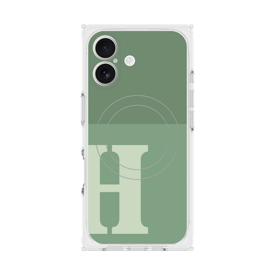 プレミアムスクエアケース with MagSafe［ オリジナル - initial two tone - H green ］