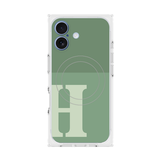 プレミアムスクエアケース with MagSafe［ オリジナル - initial two tone - H green ］