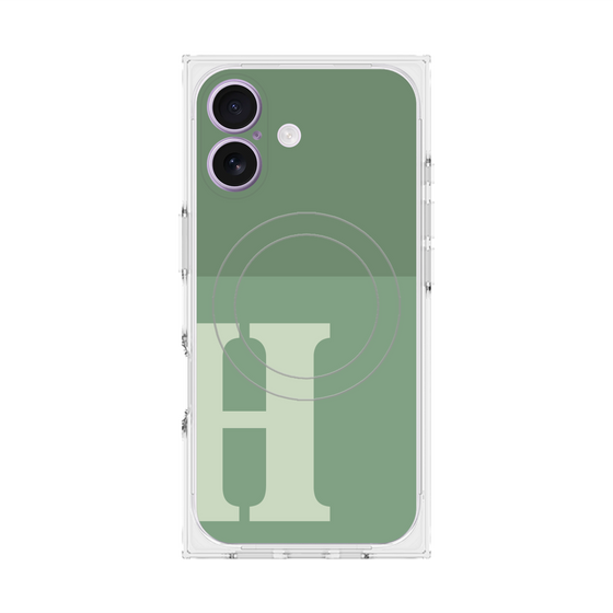 プレミアムスクエアケース with MagSafe［ オリジナル - initial two tone - H green ］