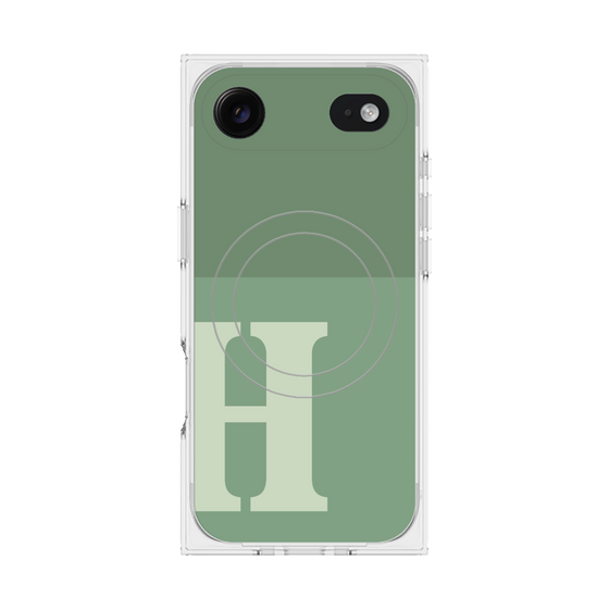 プレミアムスクエアケース with MagSafe［ オリジナル - initial two tone - H green ］