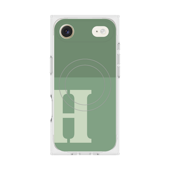 プレミアムスクエアケース with MagSafe［ オリジナル - initial two tone - H green ］