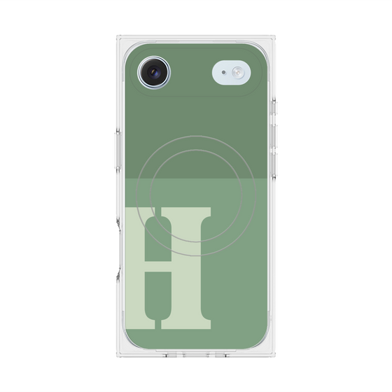 プレミアムスクエアケース with MagSafe［ オリジナル - initial two tone - H green ］