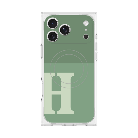 プレミアムスクエアケース with MagSafe［ オリジナル - initial two tone - H green ］