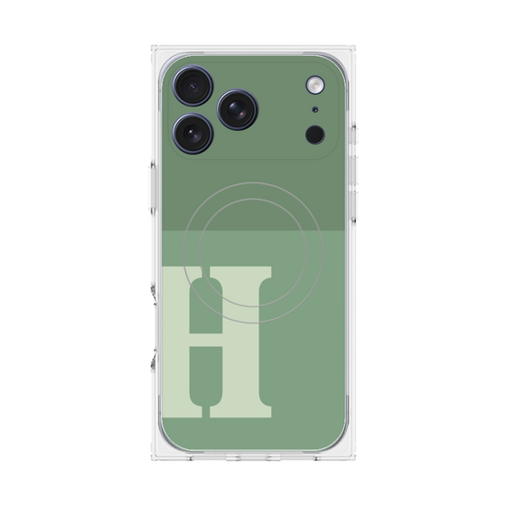 プレミアムスクエアケース with MagSafe［ オリジナル - initial two tone - H green ］