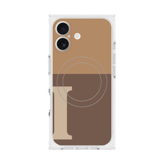 プレミアムスクエアケース with MagSafe［ オリジナル - initial two tone - I brown ］