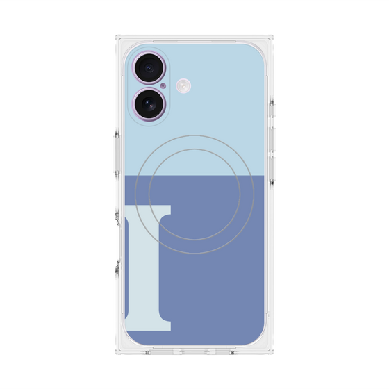 プレミアムスクエアケース with MagSafe［ オリジナル - initial two tone - I blue ］