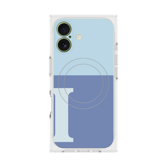 プレミアムスクエアケース with MagSafe［ オリジナル - initial two tone - I blue ］