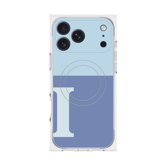 プレミアムスクエアケース with MagSafe［ オリジナル - initial two tone - I blue ］
