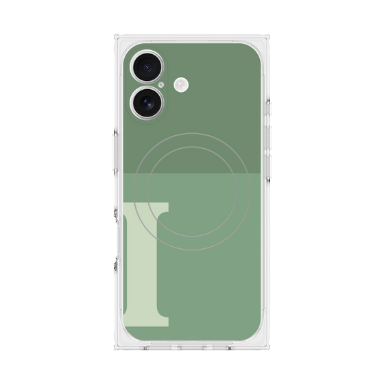プレミアムスクエアケース with MagSafe［ オリジナル - initial two tone - I green ］