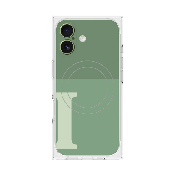 プレミアムスクエアケース with MagSafe［ オリジナル - initial two tone - I green ］
