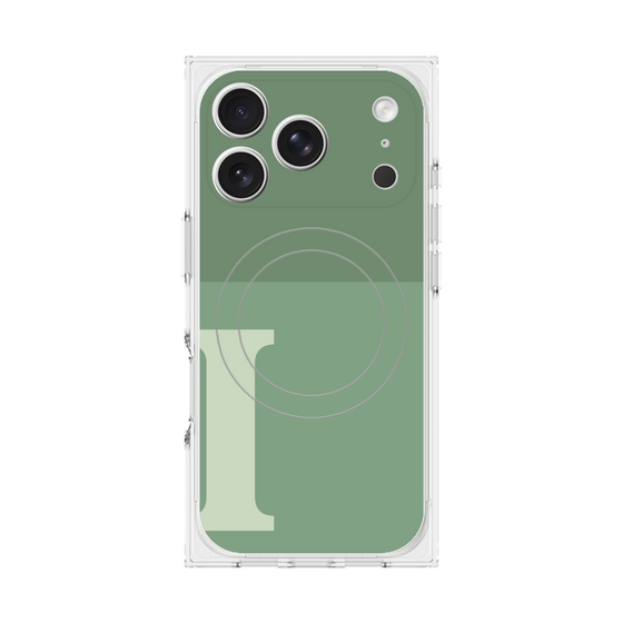 プレミアムスクエアケース with MagSafe［ オリジナル - initial two tone - I green ］