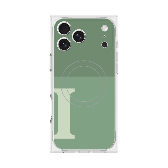 プレミアムスクエアケース with MagSafe［ オリジナル - initial two tone - I green ］