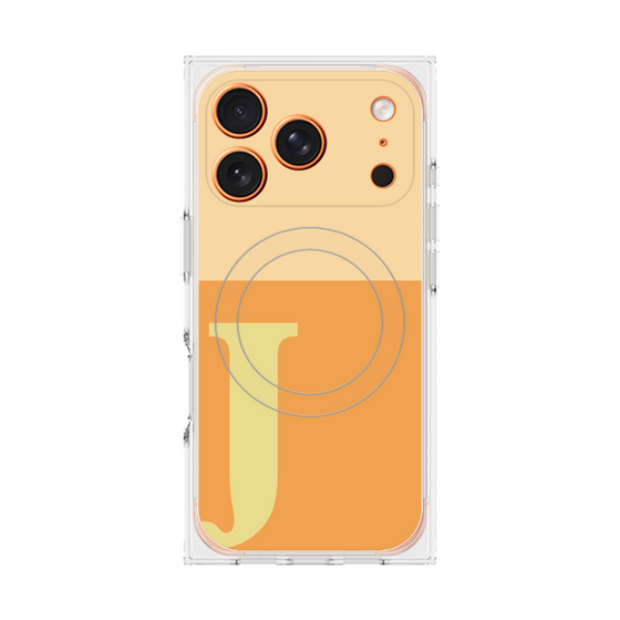 プレミアムスクエアケース with MagSafe［ オリジナル - initial two tone - J orange ］