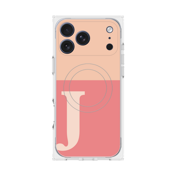 プレミアムスクエアケース with MagSafe［ オリジナル - initial two tone - J pink ］