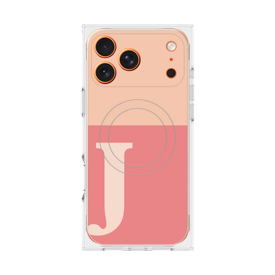 プレミアムスクエアケース with MagSafe［ オリジナル - initial two tone - J pink ］