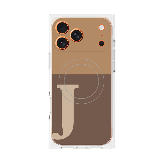 プレミアムスクエアケース with MagSafe［ オリジナル - initial two tone - J brown ］