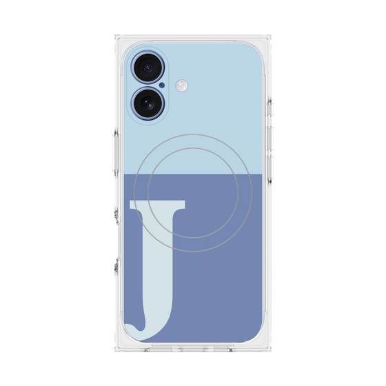 プレミアムスクエアケース with MagSafe［ オリジナル - initial two tone - J blue ］