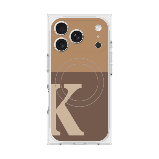 プレミアムスクエアケース with MagSafe［ オリジナル - initial two tone - K brown ］