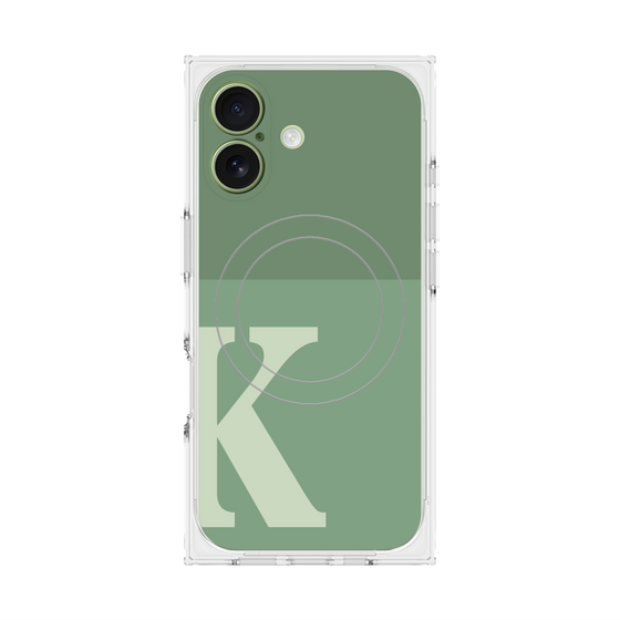 プレミアムスクエアケース with MagSafe［ オリジナル - initial two tone - K green ］