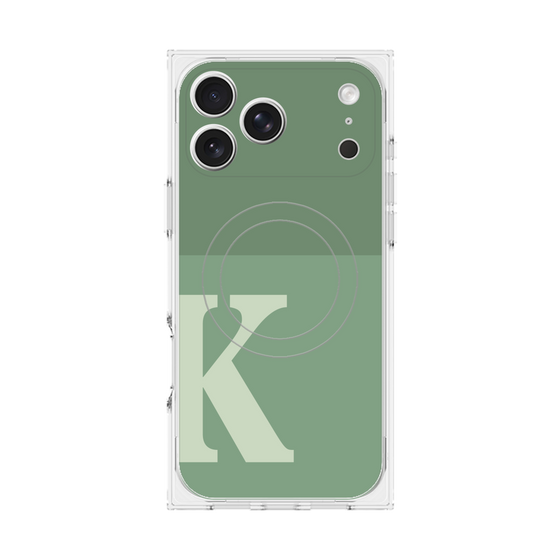 プレミアムスクエアケース with MagSafe［ オリジナル - initial two tone - K green ］