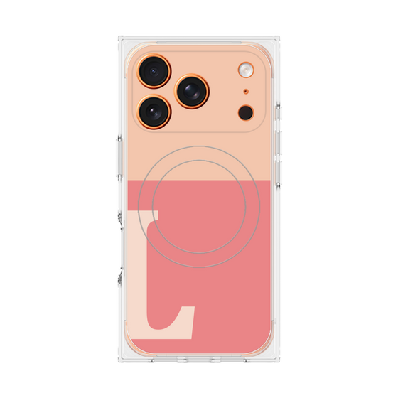 プレミアムスクエアケース with MagSafe［ オリジナル - initial two tone - L pink ］