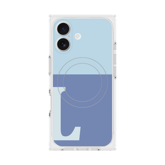プレミアムスクエアケース with MagSafe［ オリジナル - initial two tone - L blue ］