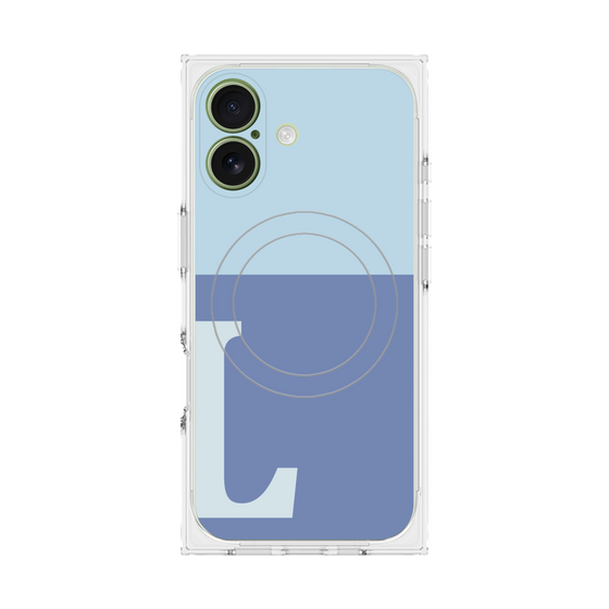 プレミアムスクエアケース with MagSafe［ オリジナル - initial two tone - L blue ］