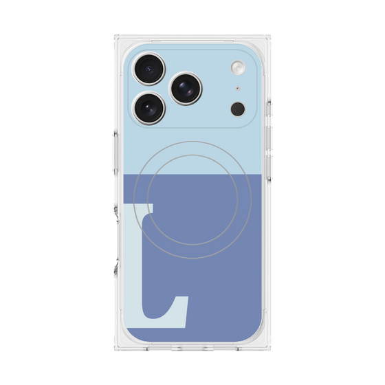 プレミアムスクエアケース with MagSafe［ オリジナル - initial two tone - L blue ］