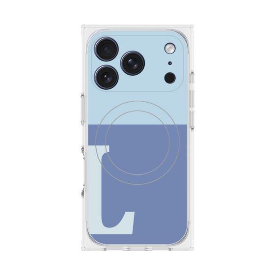 プレミアムスクエアケース with MagSafe［ オリジナル - initial two tone - L blue ］