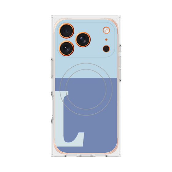 プレミアムスクエアケース with MagSafe［ オリジナル - initial two tone - L blue ］