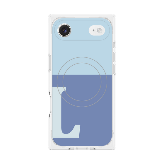 プレミアムスクエアケース with MagSafe［ オリジナル - initial two tone - L blue ］
