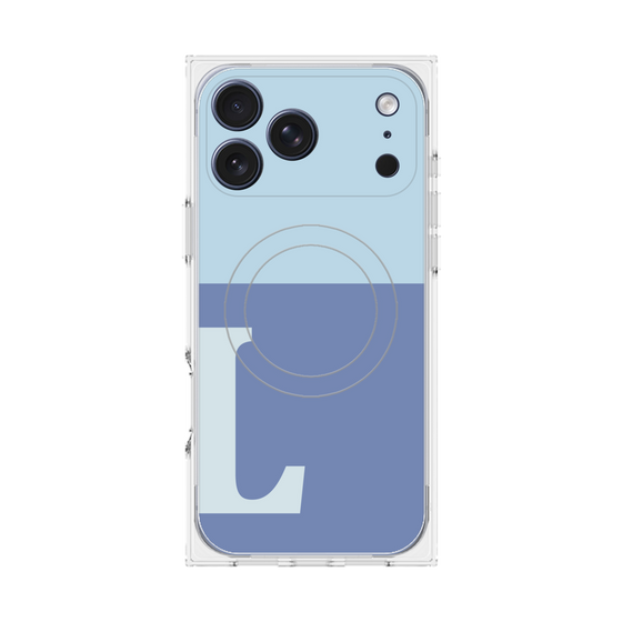 プレミアムスクエアケース with MagSafe［ オリジナル - initial two tone - L blue ］