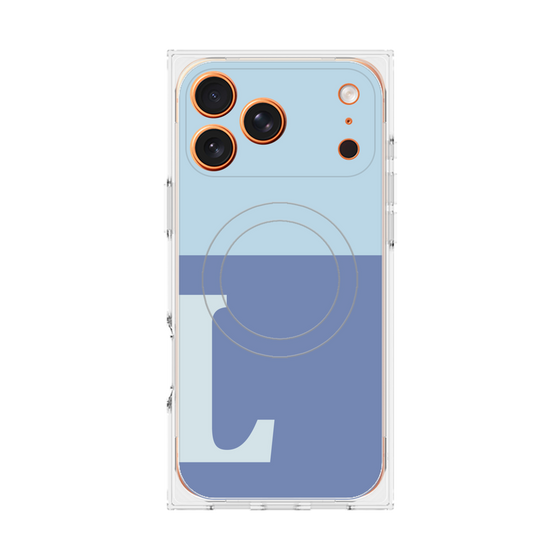 プレミアムスクエアケース with MagSafe［ オリジナル - initial two tone - L blue ］